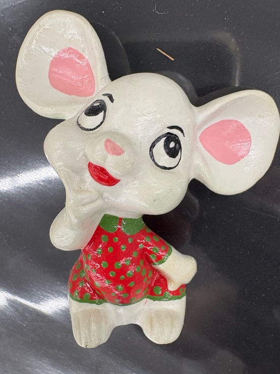 Vintage Other - Vintage ceramic painted mouse strawberry Christmas colors